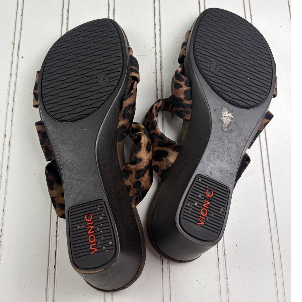 Vionic Leopard Print Triple Knot Park Rizzo Wedge Sandals Women's Size 8-8.5 - Picture 6 of 9